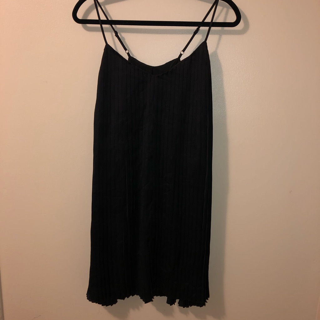 Nwt Allsaints Black Pleated Dress,Size-8
